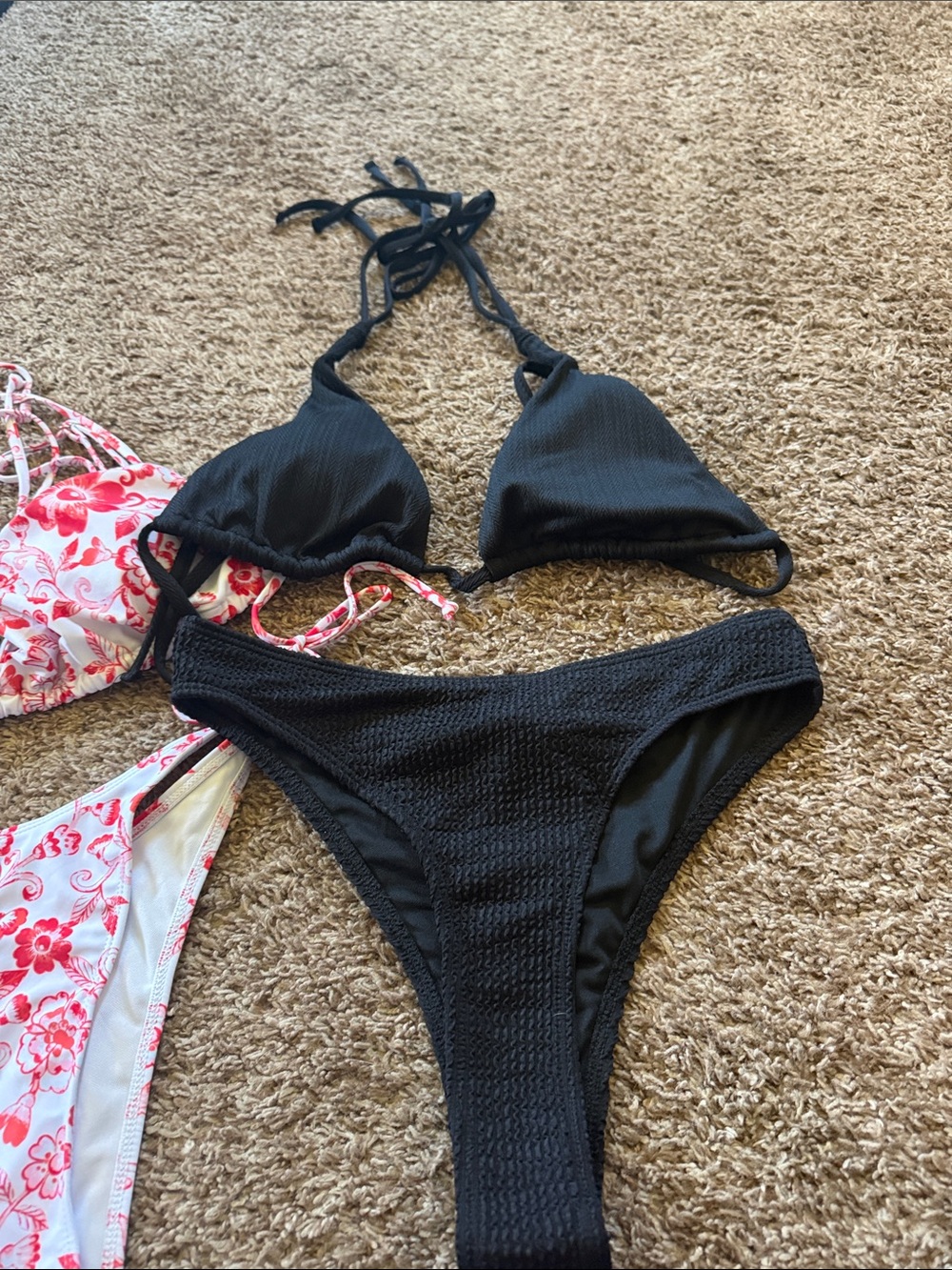 Reversible Blue Ribbed Tie-Side Bikini Set - Picture 3 of 7